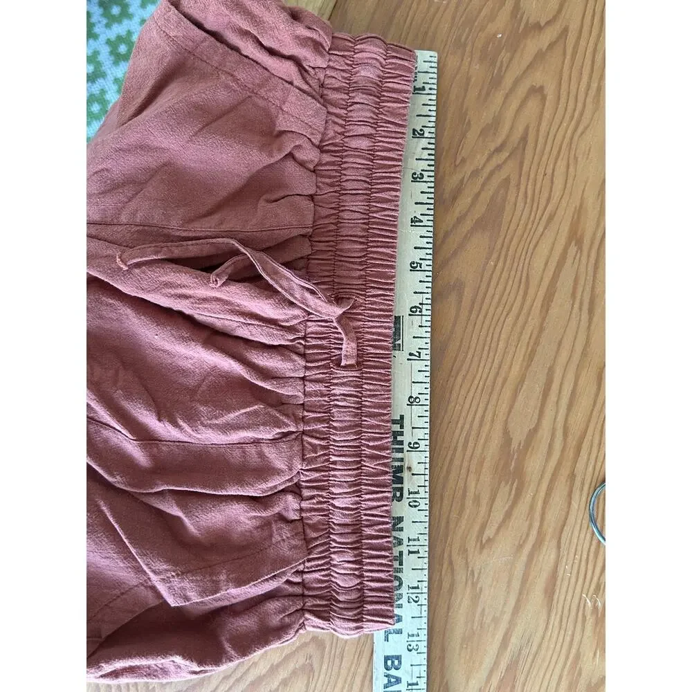 Women's 100% Cotton Rust Orange Elastic Waist Shorts - XS/S, see measurements